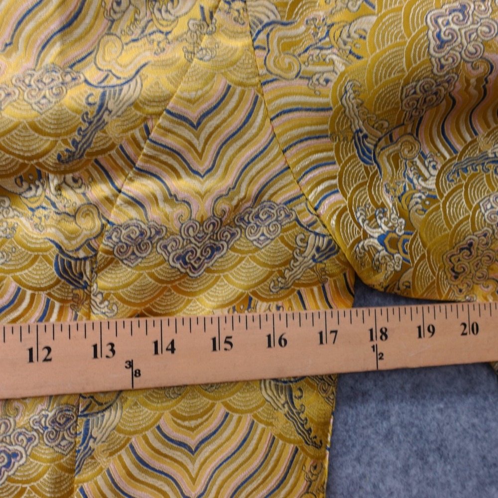 Mandarin Collar Tang Suit Jacket Womens S Yellow Silk Brocade Chinese Cheongsam - Picture 5 of 13